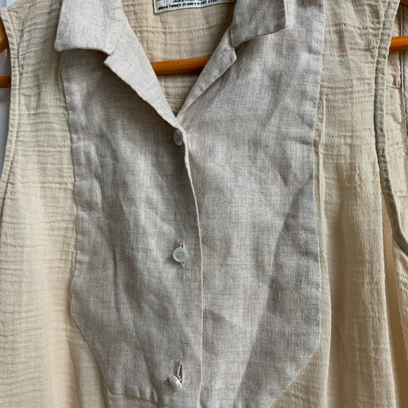 All Saints Cream Button Down Sleeveless SZ 8 Tunic - Picture 2 of 6